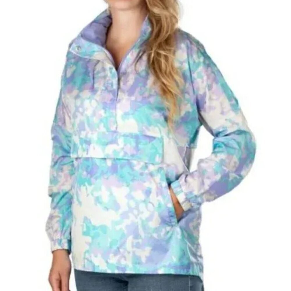 Lauren‎ James Pastel Camo Anorak Pullover Windbreaker Jacket XL Preppy Coastal